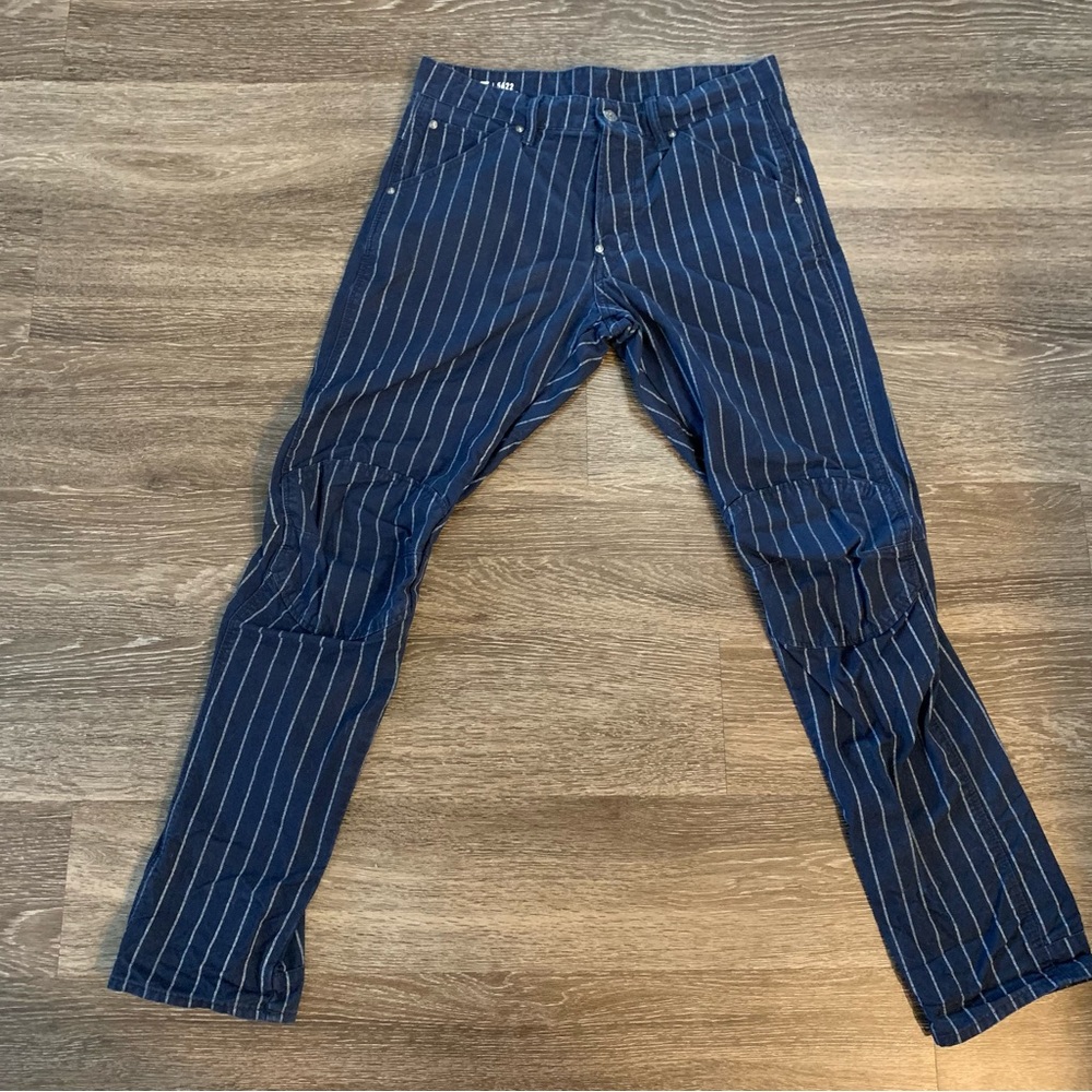 G-Star Raw Men’s 5622 Elwood 3D Tapered Navy Pinstripe Jeans 30x32